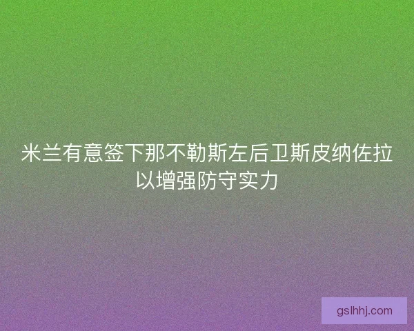 米兰有意签下那不勒斯左后卫斯皮纳佐拉以增强防守实力